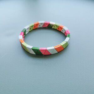 Roxanne Assoulin Rainbow Brite Gold Green Orange Magenta Stretch Bracelet